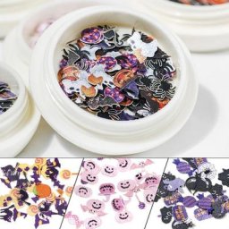 Autocollants multicolores pour décoration d'ongles Halloween citrouille fantôme araignée