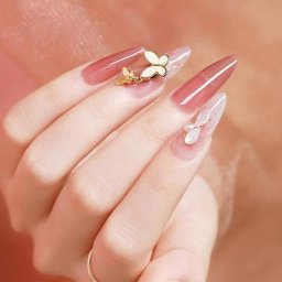 Labor-saving Good DIY Full Cover Stick on Type Long Fake Nails Easy to Apply Artificial Nails