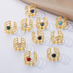 Bagues en pierre naturelle vintage pour femmes bague étoile réglable fête de fiançailles bague de