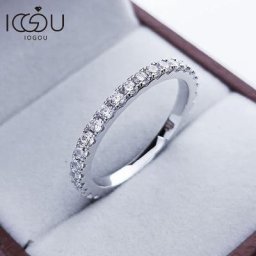 IOGOU-Bague de Mariage en Moissanite et Argent Sterling 925 Bijou Empilable 2mm pour Femme