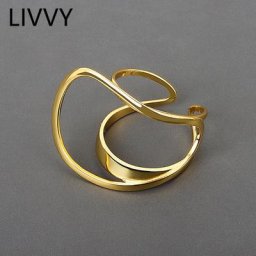 LIVVY-Bague de ixen Argent Double Couche pour Femme Bijoux Brillants Taille Ajustable Tendance