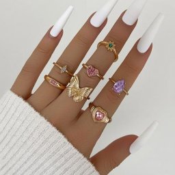 Ensemble de bagues géométriques en émail pour femmes et filles bijoux colorés en cristal cœur
