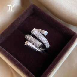 Bagues en métal Zircon croisé de couleur argent pour femmes Design exagéré bijoux de mode coréens