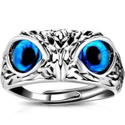 Bague de théâtre en argent pour hommes et femmes multicolore yeux de chat breloque animale