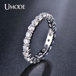 UMODE De Mariage 3mm 0.1 Carat Ronde CZ Or Blanc Couleur simulé Éternité Anneau Bandes Nouveau