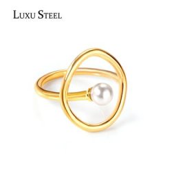 LUXUSTEEL-Bagues de fiançailles en acier inoxydable pour femmes bijoux de mariage documents en or