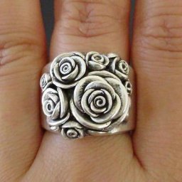 Bagues Vintage de fleur de Rose pour femmes bague de déclaration de couleur argent antique cadeau