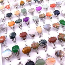Bagues en argent plaqué pierre à broche vente en gros 100 pièces/lot bijoux pour femmes