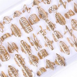 Bagues papillon creuses en acier inoxydable pour hommes et femmes bijoux de style mixte or noir