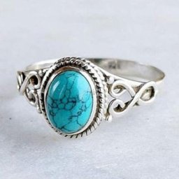 Milangirl-Bague en pierre vintage plaquée antique pour hommes et femmes matiques turquoises bijoux