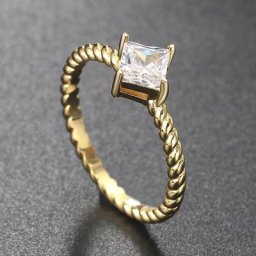Bague de mariage en Zircon brillant pour femmes carré torsadé minimaliste cadeau de