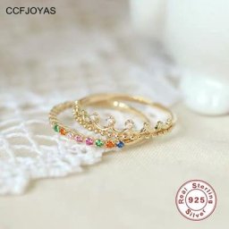 CCFJOYAS – bague en argent Sterling 925 arc-en-ciel et Zircon accessoires de bijoux simples