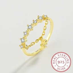 Bague en or créative pour femme cristal étoile petit diamant véritable argent S925 fiançailles