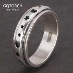 Bague Spinner Band en argent regardé 925 véritable lune et étoile celtique souligné Charleroi