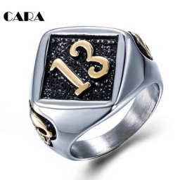 Bague en acier inoxydable plaqué or argent pour hommes anneau HiP Hop numéro 13 pour motard bijoux