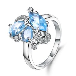 Gem's Ballet-Bague en argent regardé 925 pour femme bague en pierre précieuse topaze bleue suisse