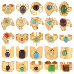 Bague Vintage en acier inoxydable breloques turquoises géométrie colorée bague en pierre