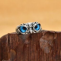 Bague de théâtre aux yeux bleus réglables pour hommes et femmes matiques de fiançailles bijoux de