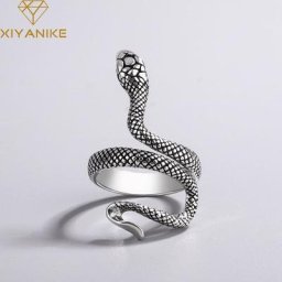 XIYANIKE – bague ouverte en forme de serpent pour femme Bijoux ajustable couleur argent cadeau de
