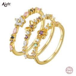 Aide – bagues en argent Sterling 925 avec Zircons colorés pour femmes magnifiques bijoux d'été