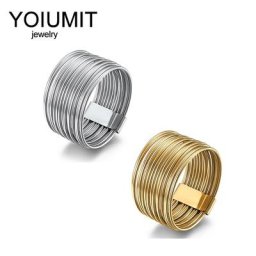 Yoiumit – bague géométrique multicouche en acier inoxydable pour femmes bijoux Vintage bohème