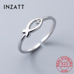 INZATT – bague ajustable en argent Sterling 925 pour femme Bijoux fins classiques minimalistes en
