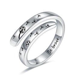 Bagues dansantes en argent Sterling 925 à motif de pissenlit pour femme et homme bijou ajustable
