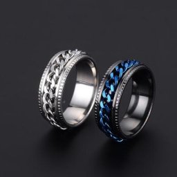 Bague de Couple Punk en acier inoxydable chaîne rotative bijoux hip hop pour femmes et hommes