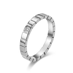 Bague empilable en acier inoxydable pour hommes et femmes alliance d'éternité simple carré CZ