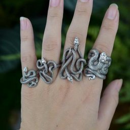 Bague gothique sorcière païen Serpent ouvert réglable amulette occulaire bijoux Wicca cadeau