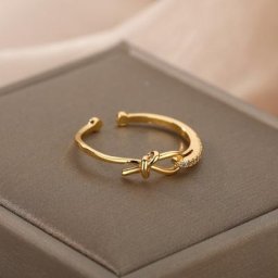 Bagues à nœud en acier inoxydable pour femmes bague ouverte réglable bijoux de fête de mariage