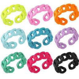 Y2K bagues de couleur bonbon gouttes d'huile ouvert minimaliste ajouré bagues en métal de