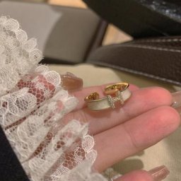 Bague Ouverte avec Strass Brillants pour Femme Anneau Réglable Élégant à la Mode Alphabet H