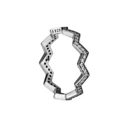 Bagues scintillantes en argent regardé 100% avec zircon cubique transparent bijoux en zigzag 925
