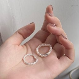 Ensemble de bagues pour femmes Imitation de perles scintillantes couleur argent tendance