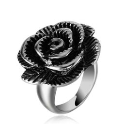 Bague en Acier Inoxydable pour Femme Bijoux Simples Rose Fleur Barrage Cadeaux de ix