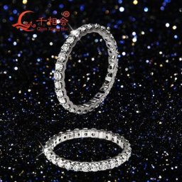 Bague en argent regardé 925 Moissanite pour femme bague d'éternité complète bijoux ronds blancs en