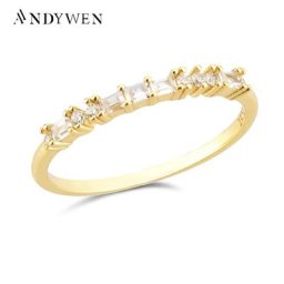 ANDYWEN-Bague carrée en argent regardé 925 et or 2022 pour femme bijoux fins en cristal clair