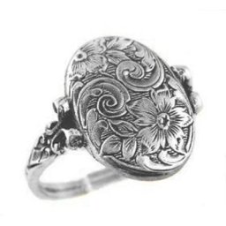 Bague rétro unique pour femme design de document en argent motifs de fleurs carrées bijoux de