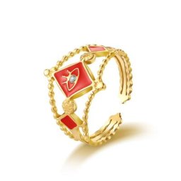 Bagues en acier inoxydable pour femmes motif œil plaqué or bague ouverte ajourée bijoux