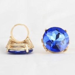 Bagues épaisses réglables pour hommes et femmes bijoux exagérés cristal bleu pierre de verre