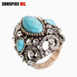 StalSPICE ms-Grandes matiques antiques pour femmes pierre naturelle bleue vintage mariage