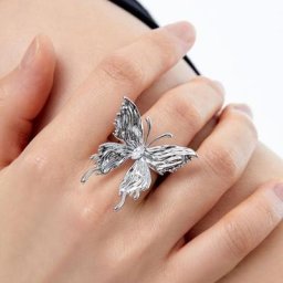 Bagues en cristal en forme de papillon pour femmes et filles anneau en Zircon brillant ajustable