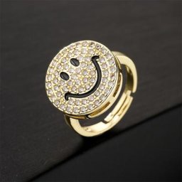 Bague ouverte en molleton d'or pour femme bijoux de fête cadeau de charme de visage AAA cubique