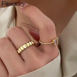 FOXANRY-Bague Plaquée Or pour Femme Bijoux Géométriques Cadeaux de ix Nouvelle Mode France