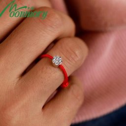 Moonmory – bague en fil rouge en argent Sterling 925 pour filles bijoux en pierre de cristal CZ