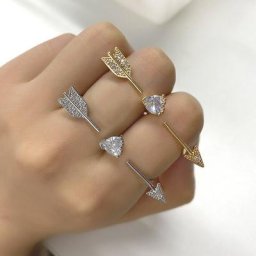 Bague Double Doigt Romantique avec Flèche d'Amour pour Femme Anneau en Clip de Cœur Exquis Bijoux