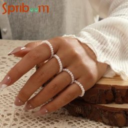 Ensemble de matiques de perles pour femmes anneau d'Li-perlé pendentif étoile et lune bijoux