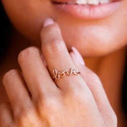 Huitan – bague fantaisie couleur or Rose lettre d'amour pour femmes anneau à la mode pour filles