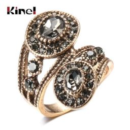 Kinel-Bague de Mariage Ethnique Boho en Clip pour Femme Bijoux Vintage en Or Antique